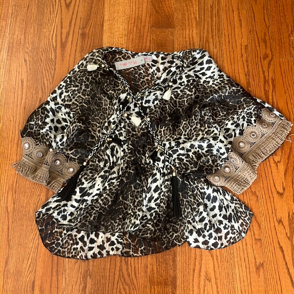 Mailed Love Cheetah Print Fringe Blouse